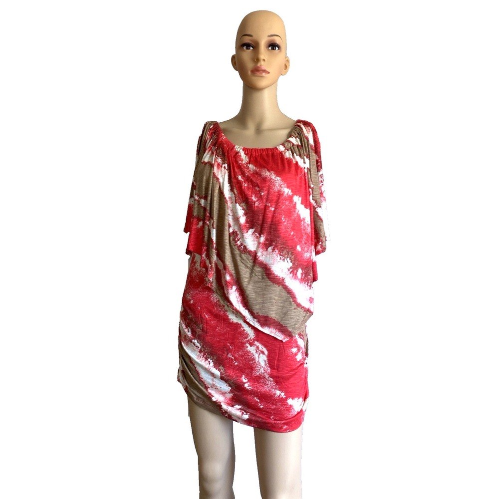 Vtg Belle Gray L Rinna Women's S - M Dress Ruched Bodycon Romantic Fairy Stretch